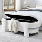 Banc de rangement en lin beige/blanc – 2 places, aucun assemblage requis