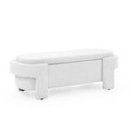 Banc de rangement en lin beige/blanc – 2 places, aucun assemblage requis