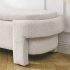 Banc de rangement en lin beige/blanc – 2 places, aucun assemblage requis