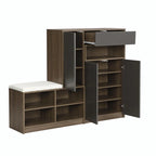 Banc de rangement pour chaussures blanc/gris foncé avec siège rembourré, 15-20 paires