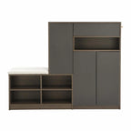 Banc de rangement pour chaussures blanc/gris foncé avec siège rembourré, 15-20 paires