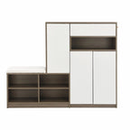 Banc de rangement pour chaussures blanc/gris foncé avec siège rembourré, 15-20 paires