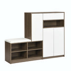 Banc de rangement pour chaussures blanc/gris foncé avec siège rembourré, 15-20 paires