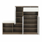 Banc de rangement pour chaussures blanc/gris foncé avec siège rembourré, 15-20 paires