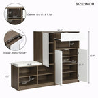 Banc de rangement pour chaussures blanc/gris foncé avec siège rembourré, 15-20 paires