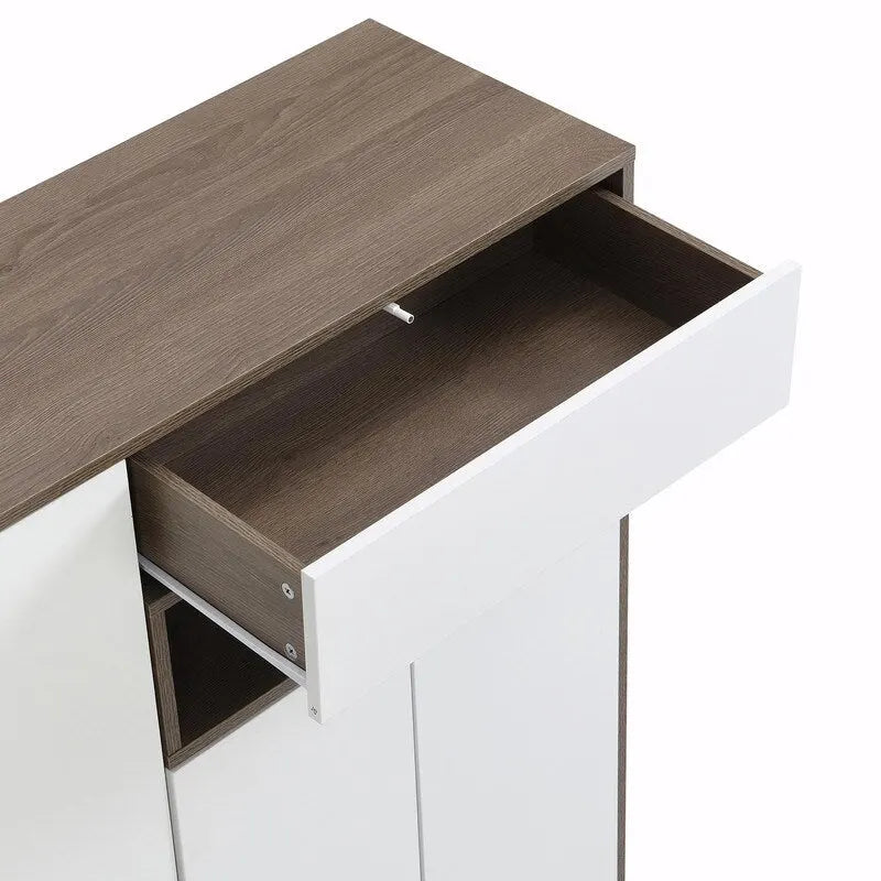 Banc de rangement pour chaussures blanc/gris foncé avec siège rembourré, 15-20 paires