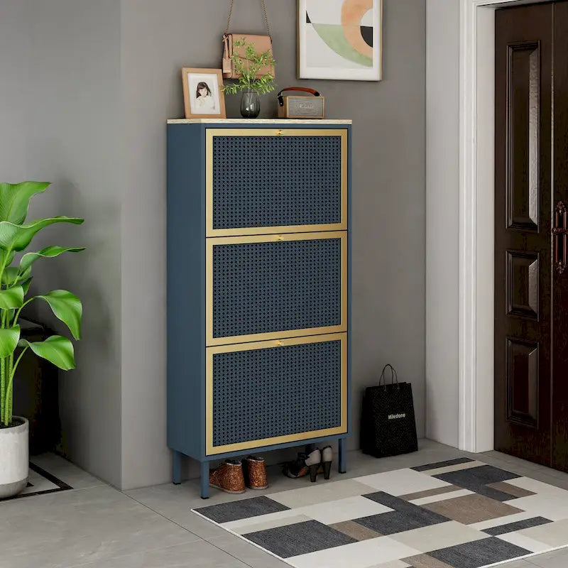 Meuble à chaussures autoportant 3 portes gris/noir – Pour 2 à 4 personnes