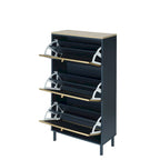 Meuble à chaussures autoportant 3 portes gris/noir – Pour 2 à 4 personnes