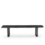 Banc de salle à manger en bois massif gris, 2 places, 165 cm / 183 cm