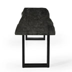 Banc de salle à manger en bois massif gris, 2 places, 165 cm / 183 cm