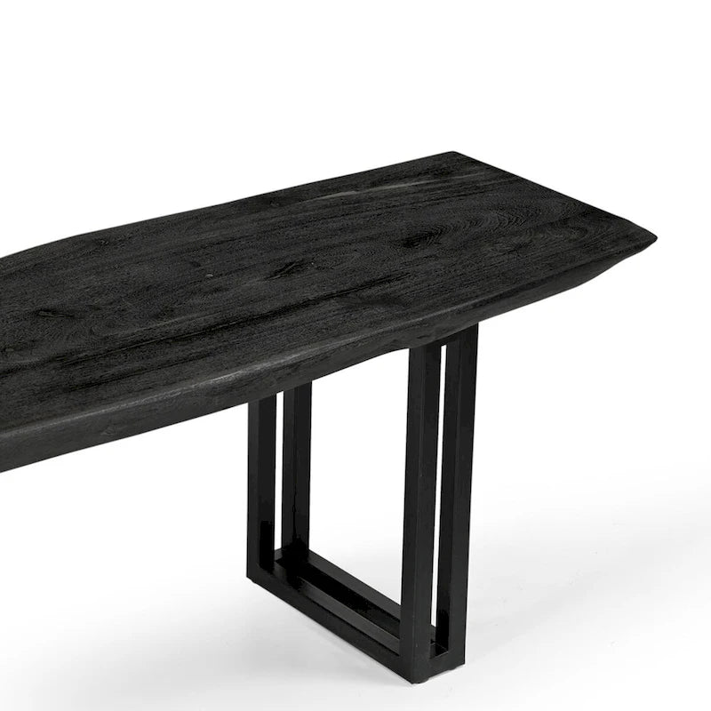 Banc de salle à manger en bois massif gris, 2 places, 165 cm / 183 cm