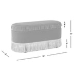 Banc de rangement ottoman ovale pêche orangé / vert olive, velours froncé, 1 personne