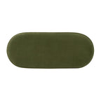 Banc de rangement ottoman ovale pêche orangé / vert olive, velours froncé, 1 personne