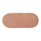 Banc de rangement ottoman ovale pêche orangé / vert olive, velours froncé, 1 personne