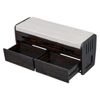 Banc de rangement rustique avec tiroirs pour 2 personnes – Espresso/Bois naturel/Bleu marine/Blanc