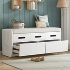 Banc de rangement rustique avec tiroirs pour 2 personnes – Espresso/Bois naturel/Bleu marine/Blanc