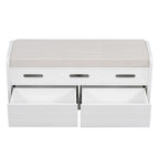 Banc de rangement rustique avec tiroirs pour 2 personnes – Espresso/Bois naturel/Bleu marine/Blanc
