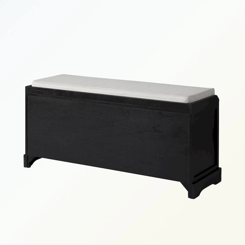 Banc de rangement capitonné gris/blanc/noir avec 3 tiroirs et 3 paniers, 1 à 2 places