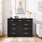 Meuble de rangement noir/blanc – Panneau de particules, assemblage à 2 personnes, 9 tiroirs