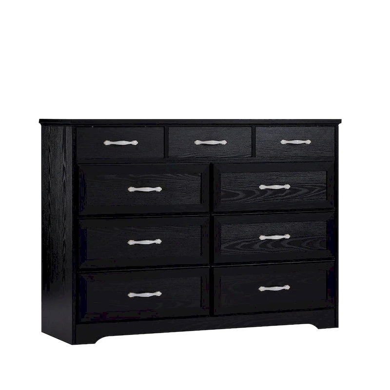 Meuble de rangement noir/blanc – Panneau de particules, assemblage à 2 personnes, 9 tiroirs