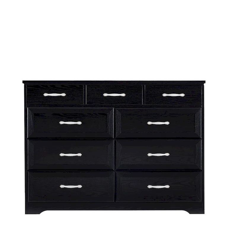 Meuble de rangement noir/blanc – Panneau de particules, assemblage à 2 personnes, 9 tiroirs