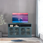 Buffet-Bahut Bleu et Noir avec Portes Vitrées, Foyer de 2 Personnes