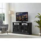 Buffet-Bahut Bleu et Noir avec Portes Vitrées, Foyer de 2 Personnes