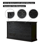 Buffet-Bahut Bleu et Noir avec Portes Vitrées, Foyer de 2 Personnes