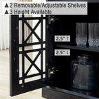 Buffet-Bahut Bleu et Noir avec Portes Vitrées, Foyer de 2 Personnes