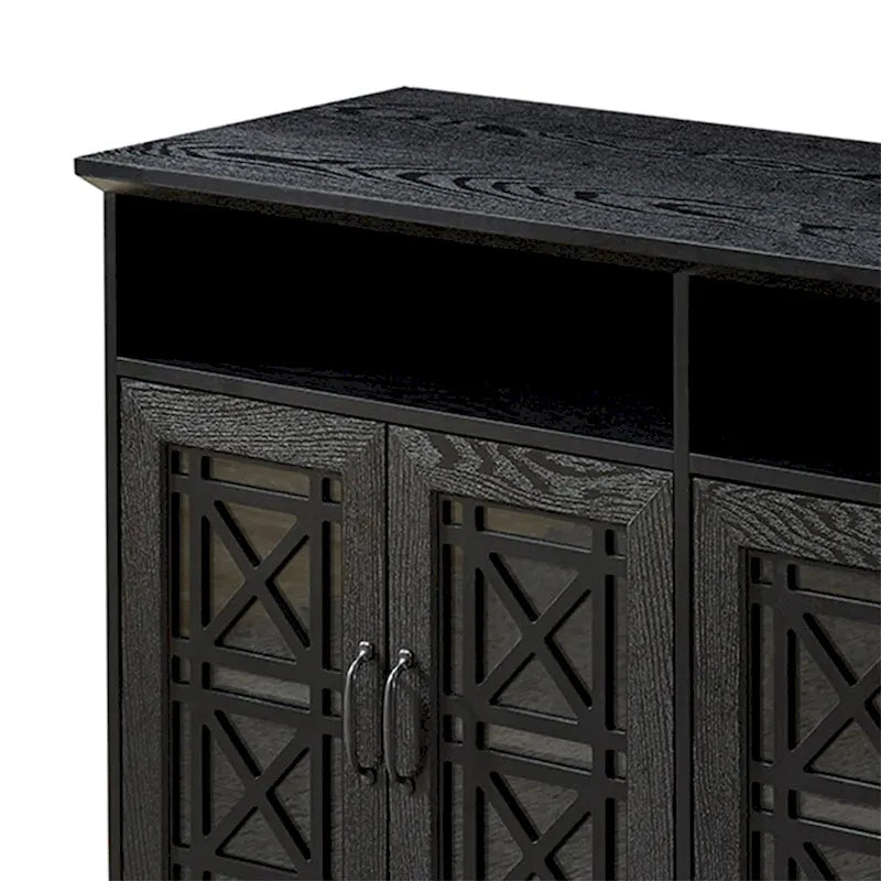 Buffet-Bahut Bleu et Noir avec Portes Vitrées, Foyer de 2 Personnes