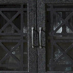 Buffet-Bahut Bleu et Noir avec Portes Vitrées, Foyer de 2 Personnes