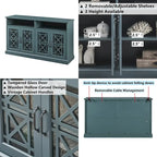 Buffet-Bahut Bleu et Noir avec Portes Vitrées, Foyer de 2 Personnes