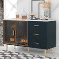 Buffet 4 portes bleu et blanc avec tiroirs