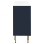 Buffet 4 portes bleu et blanc avec tiroirs