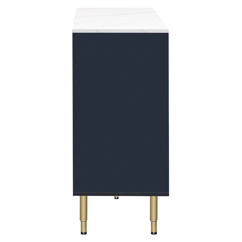 Buffet 4 portes bleu et blanc avec tiroirs