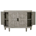 Noir / Bleu marine / Blanc / Gris antique — Armoire de rangement à 2 portes, motif antique, assemblage par 1 personne