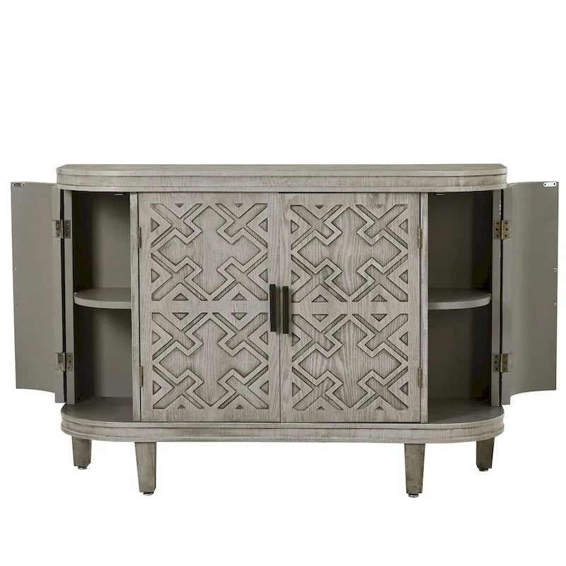 Noir / Bleu marine / Blanc / Gris antique — Armoire de rangement à 2 portes, motif antique, assemblage par 1 personne
