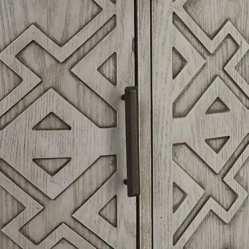 Noir / Bleu marine / Blanc / Gris antique — Armoire de rangement à 2 portes, motif antique, assemblage par 1 personne