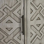 Noir / Bleu marine / Blanc / Gris antique — Armoire de rangement à 2 portes, motif antique, assemblage par 1 personne
