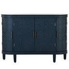 Noir / Bleu marine / Blanc / Gris antique — Armoire de rangement à 2 portes, motif antique, assemblage par 1 personne