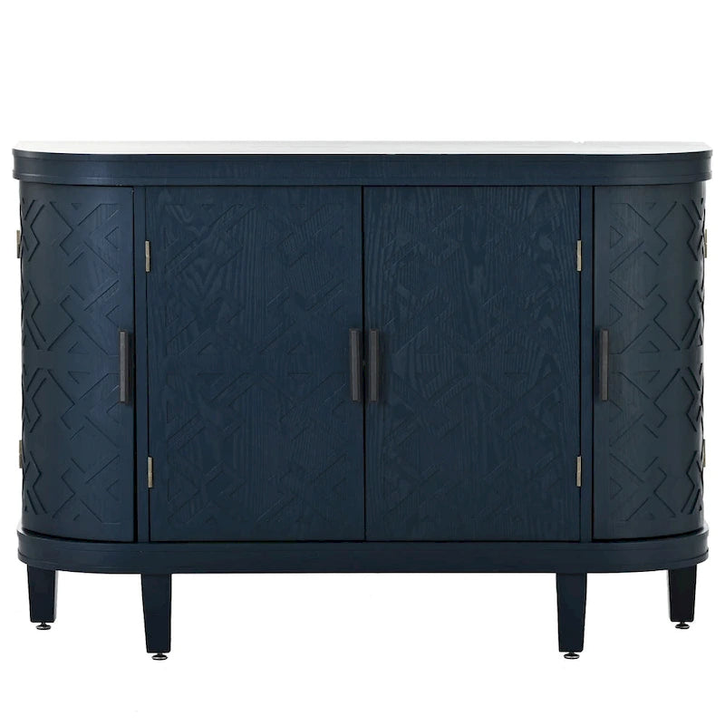 Noir / Bleu marine / Blanc / Gris antique — Armoire de rangement à 2 portes, motif antique, assemblage par 1 personne
