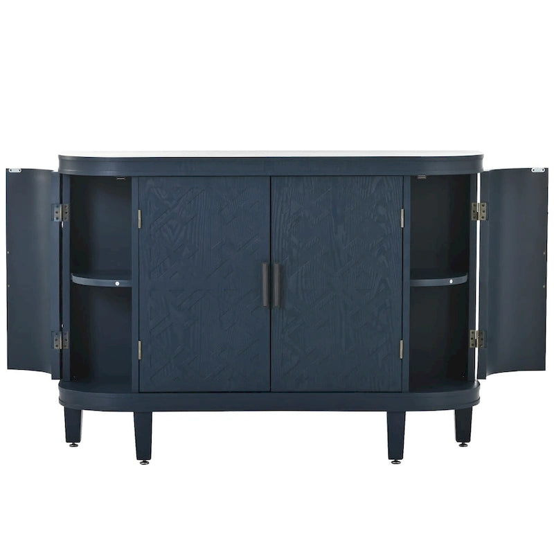 Noir / Bleu marine / Blanc / Gris antique — Armoire de rangement à 2 portes, motif antique, assemblage par 1 personne