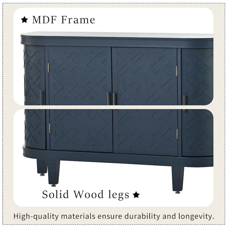 Noir / Bleu marine / Blanc / Gris antique — Armoire de rangement à 2 portes, motif antique, assemblage par 1 personne