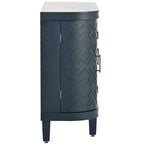 Noir / Bleu marine / Blanc / Gris antique — Armoire de rangement à 2 portes, motif antique, assemblage par 1 personne