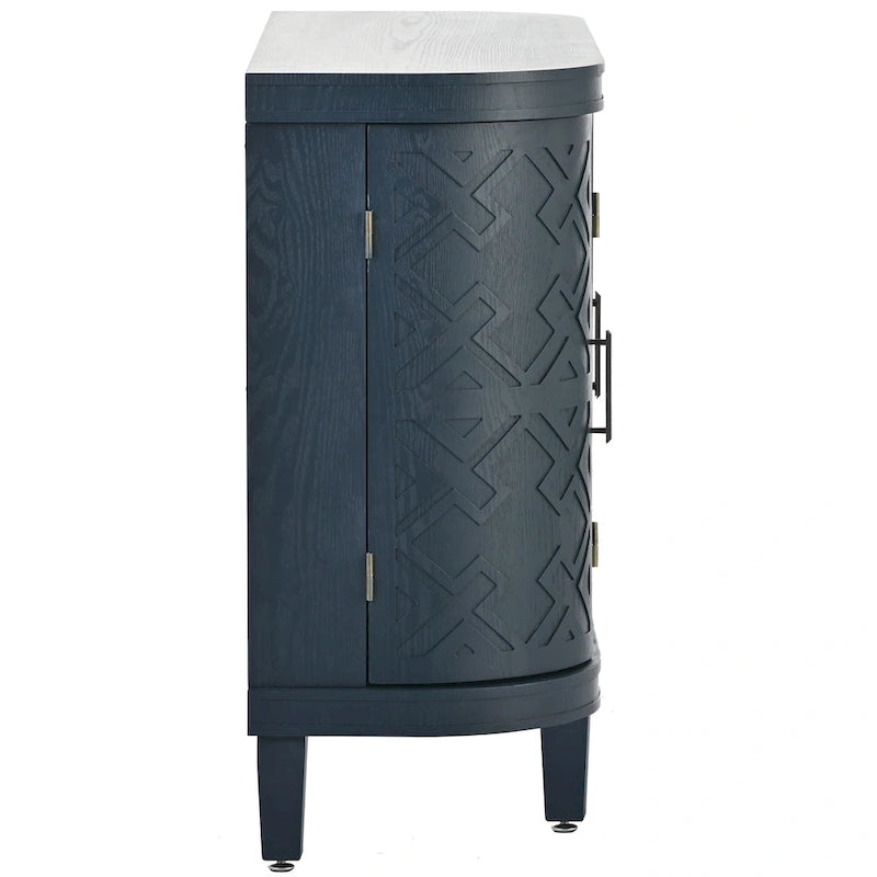 Noir / Bleu marine / Blanc / Gris antique — Armoire de rangement à 2 portes, motif antique, assemblage par 1 personne