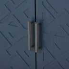 Noir / Bleu marine / Blanc / Gris antique — Armoire de rangement à 2 portes, motif antique, assemblage par 1 personne