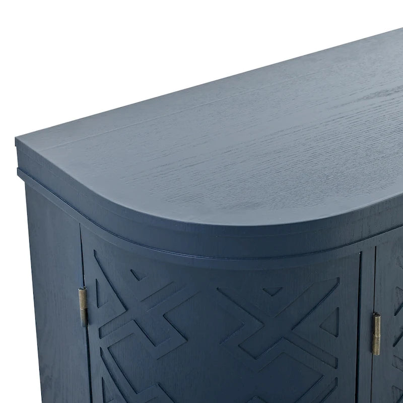 Noir / Bleu marine / Blanc / Gris antique — Armoire de rangement à 2 portes, motif antique, assemblage par 1 personne