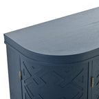 Noir / Bleu marine / Blanc / Gris antique — Armoire de rangement à 2 portes, motif antique, assemblage par 1 personne