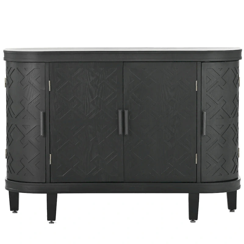 Noir / Bleu marine / Blanc / Gris antique — Armoire de rangement à 2 portes, motif antique, assemblage par 1 personne