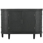 Noir / Bleu marine / Blanc / Gris antique — Armoire de rangement à 2 portes, motif antique, assemblage par 1 personne
